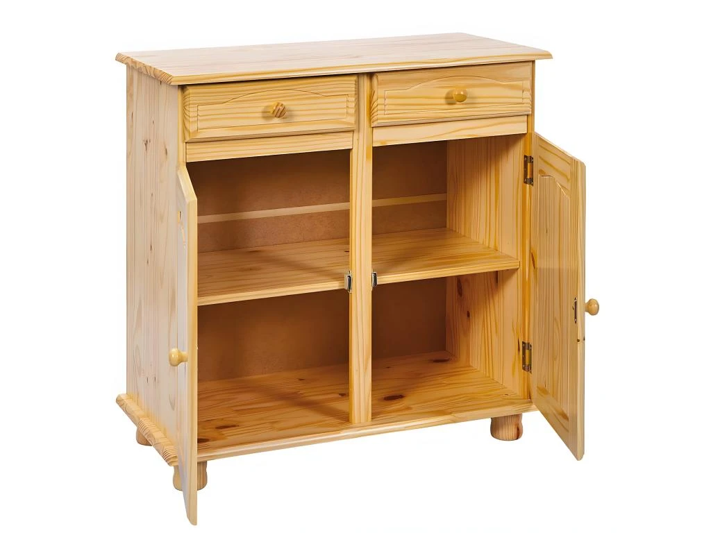 STAN - Meuble 2 Portes 2 Tiroirs Bois Massif 5 STAN - Meuble 2 Portes 2 Tiroirs Bois Massif – Image 3