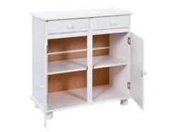 LAURIE - Meuble 2 Portes 2 Tiroirs Bois Massif Vernis Blanc -Electroménager Soldes meuble de cuisine 9448243