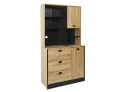 DINAJ - Buffet Vaisselier Multi-Rangement Aspect Bois -Electroménager Soldes meuble de cuisine 9543661