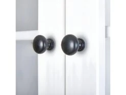 BIDART - Buffet Vaisselier 5 Portes 3 Tiroirs Bois Massif Vernis Blanc -Electroménager Soldes meuble de cuisine 9543871