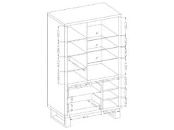 Vitrine, Argentier, Vaisselier MILO. Coloris Chêne Avec Finition Noire. Meuble Idéal Pour Votre Salle à Manger. -Electroménager Soldes meuble de cuisine 9544111