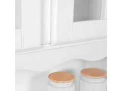 LAURIE - Buffet Vaisselier 4 Portes 2 Tiroirs Bois Massif Vernis Blanc -Electroménager Soldes meuble de cuisine 9544119