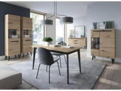 Vaisselier 2 Portes Lana Bois Et Noir -Electroménager Soldes meuble de cuisine 9544561