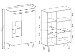 Vaisselier 2 Portes Lana Bois Et Noir -Electroménager Soldes meuble de cuisine 9544565