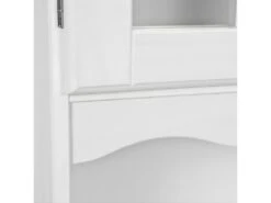 LAURIE - Buffet Vaisselier 5 Portes 3 Tiroirs Bois Massif Vernis Blanc -Electroménager Soldes meuble de cuisine 9544625