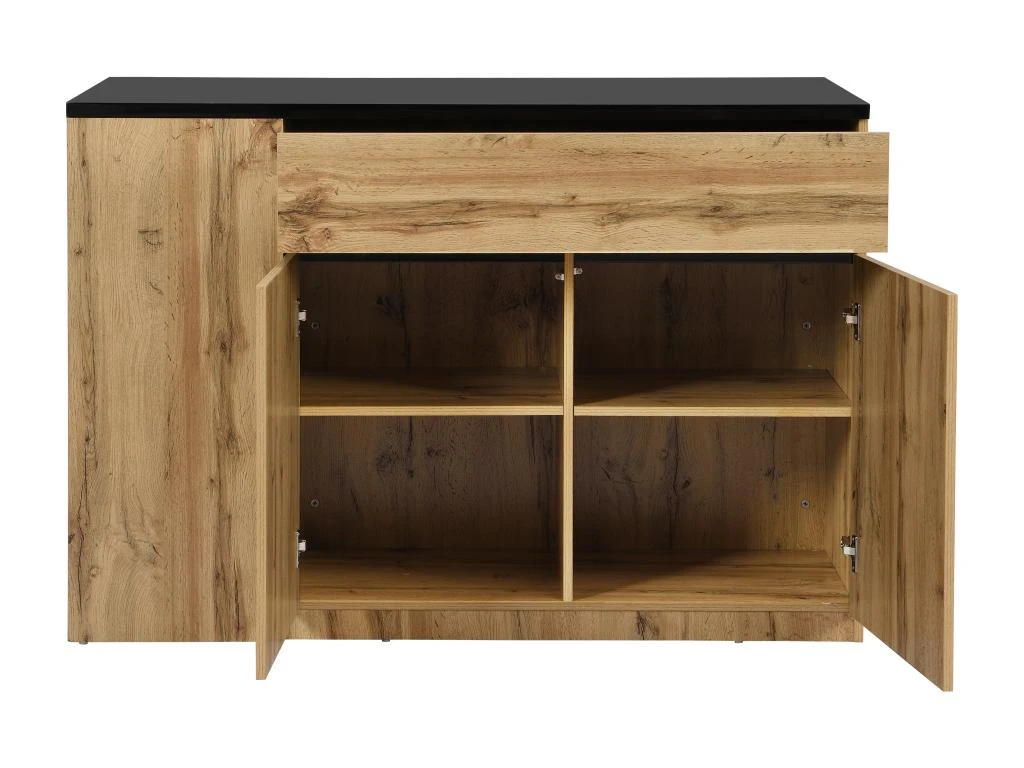 Ilot Central De Cuisine Avec Rangements - Noir Et Naturel - MEILI 7 Ilot Central De Cuisine Avec Rangements - Noir Et Naturel - MEILI – Image 5