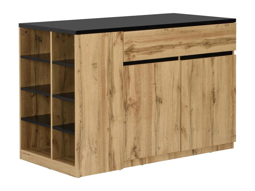 Ilot Central De Cuisine Avec Rangements - Noir Et Naturel - MEILI 6 Ilot Central De Cuisine Avec Rangements - Noir Et Naturel - MEILI – Image 4