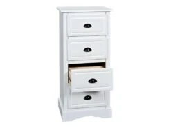 APOTHIC - Meuble 4 Tiroirs Bois Massif Vernis Blanc