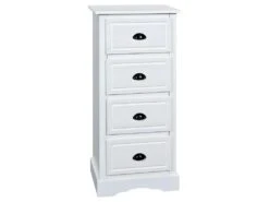 APOTHIC - Meuble 4 Tiroirs Bois Massif Vernis Blanc -Electroménager Soldes meuble de rangement 10447603