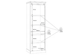 Colonne Vitrée 1 Porte Décor Chêne Et Noir Mat éclairage LED - FARM -Electroménager Soldes meuble de rangement 10686067