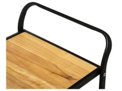 Desserte De Cuisine Roulante Pliable En Acier Noir Et Bois H 85.8 Cm -Electroménager Soldes meuble de rangement 10758011