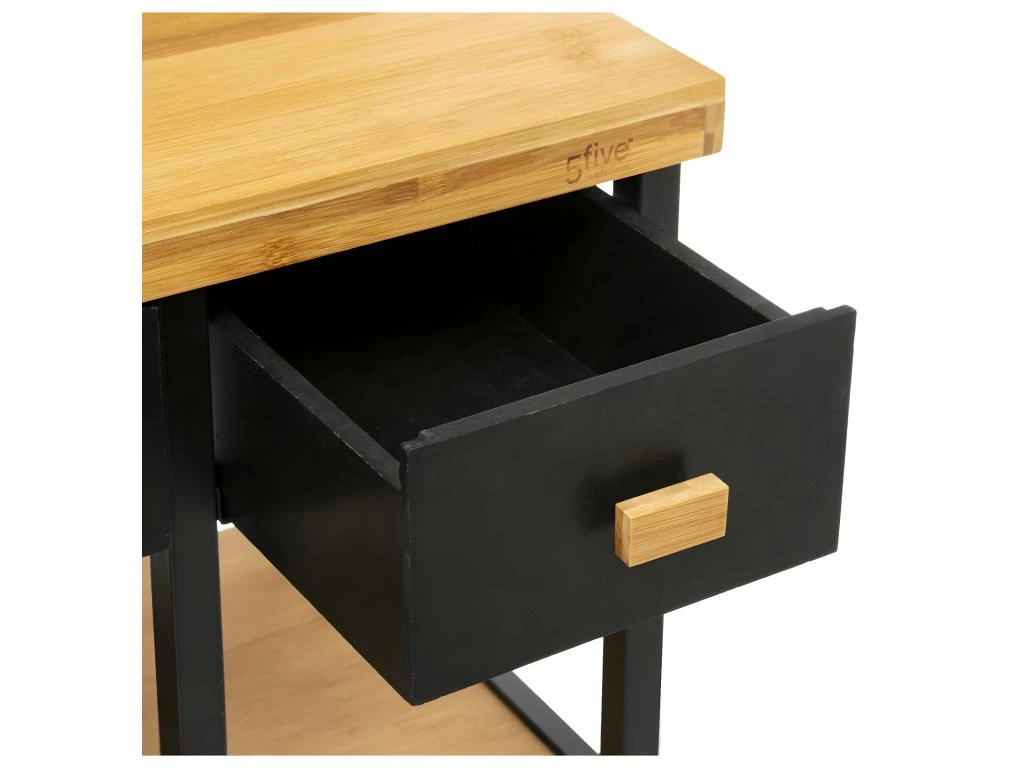 Desserte Roulante Grand Modèle En Métal Noir Et Bambou L 126 X H 87 Cm 6 Desserte Roulante Grand Modèle En Métal Noir Et Bambou L 126 X H 87 Cm – Image 4