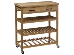 Desserte Roulante Grand Modèle En Bambou H 90 Cm