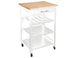 Electroménager Soldes 29 Meuble Desserte De Cuisine Roulante En Bois Blanc Et Naturel H 87 Cm