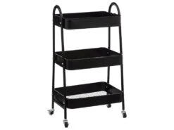 Desserte Roulante 3 Niveaux En Métal Noir H 80 Cm