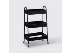 Desserte Roulante 3 Niveaux En Métal Noir H 80 Cm -Electroménager Soldes meuble de rangement 10758131