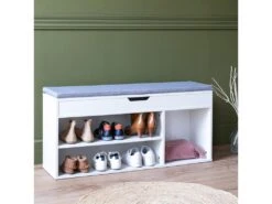 Meuble à Chaussures Trois Casiers Avec Coffre Blanc ALAN - HAPPY GARDEN