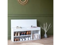 Meuble à Chaussures Trois Casiers Avec Coffre Blanc ALAN - HAPPY GARDEN -Electroménager Soldes meuble de rangement 10779545