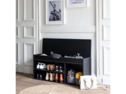 Meuble à Chaussures Trois Casiers Avec Coffre Noir ALAN - HAPPY GARDEN -Electroménager Soldes meuble de rangement 10779557