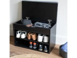 Meuble à Chaussures Deux Casiers Avec Coffre Noir ALAN - HAPPY GARDEN -Electroménager Soldes meuble de rangement 10779607