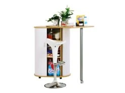 Desserte De Cuisine Hêtre Avec Plateau De Table Pivotant - HUMMIE -Electroménager Soldes meuble de rangement 11121245