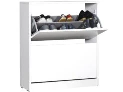 Range Chaussures 2 Portes Pliantes 84X73X26Cm Blanc - Venprodin