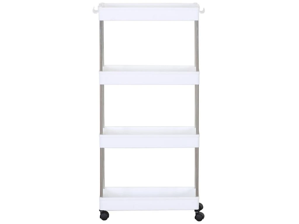 Chariot De Cuisine Salle De Bain Avec Roues 4 étagères Plastique Blanc 5 Chariot De Cuisine Salle De Bain Avec Roues 4 étagères Plastique Blanc – Image 3