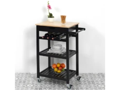 Desserte A Roulettes Noir 40x61x84 Home Deco Factory -Electroménager Soldes meuble de rangement 12530439