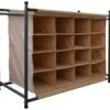 Rangement Chaussures 16 Poches Beige Tissu Metal 65x82x35 -Electroménager Soldes meuble de rangement 12610975