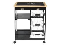 DRAGAN - Desserte à Roulettes Noire Multi-Rangement -Electroménager Soldes meuble de rangement 12662515