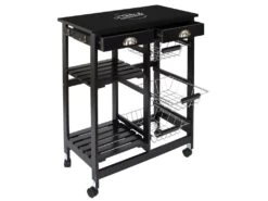 DRAGAN - Desserte à Roulettes Noire Multi-Rangement -Electroménager Soldes meuble de rangement 12662517