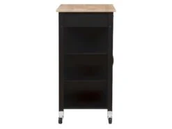Desserte De Cuisine 1 Porte 1 Tiroir 3 En Hevea - Noir Laque - L 74 X P 47 X H 91 Cm - ENZO -Electroménager Soldes meuble de rangement 12799489