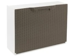 Range-chaussures En Polypropylène Couleur Marron Finition Rattan, 40,1x51x17,3