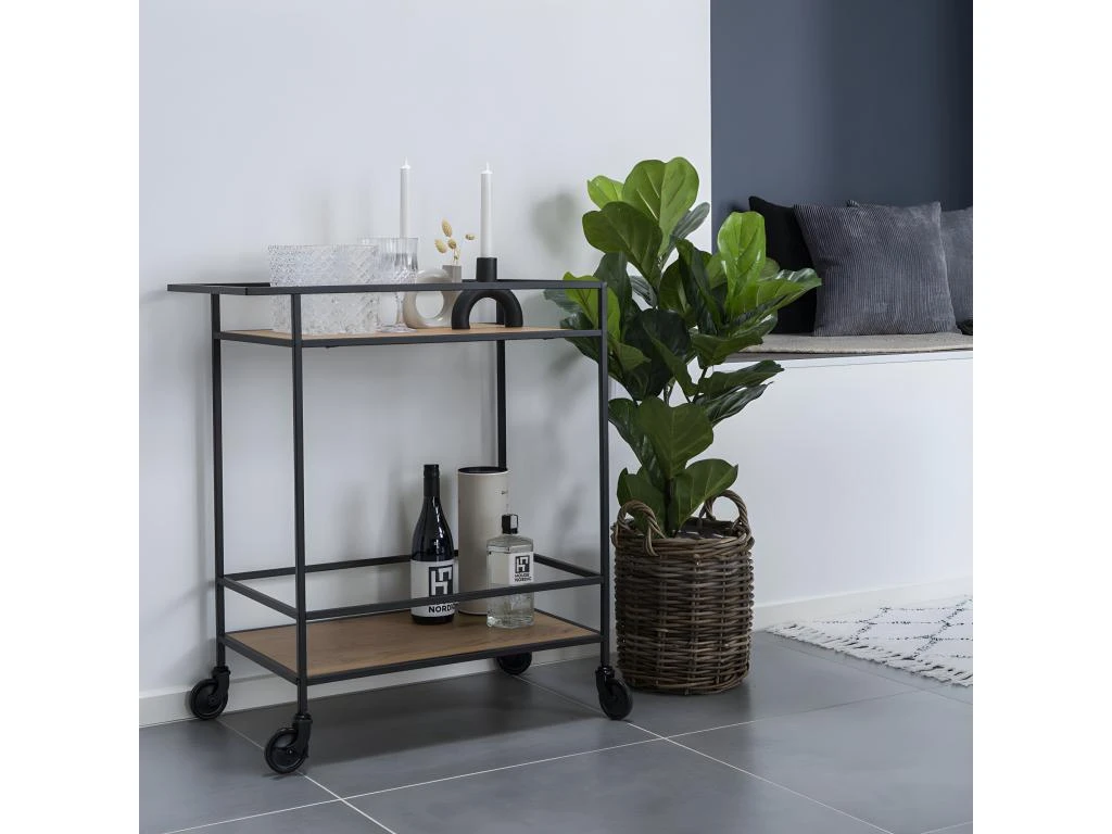 Vita - Desserte En Métal Et Bois - Couleur - Bois Clair / Noir 4 Vita - Desserte En Métal Et Bois - Couleur - Bois Clair / Noir – Image 2