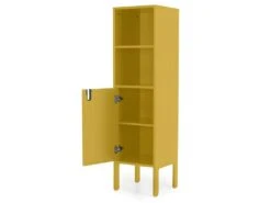 Uno - Colonne De Rangement En Bois 1 Porte 2 Niches H152cm - Couleur - Jaune Moutarde -Electroménager Soldes meuble de rangement 13393803