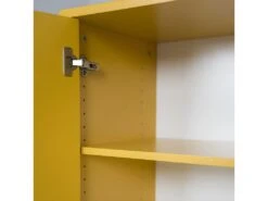 Uno - Colonne De Rangement En Bois 1 Porte 2 Niches H152cm - Couleur - Jaune Moutarde -Electroménager Soldes meuble de rangement 13393809