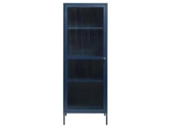 Bjorn - Colonne De Rangement 1 Porte En Verre Strié Et Métal H160cm - Couleur - Bleu