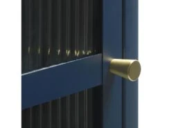 Bjorn - Colonne De Rangement 1 Porte En Verre Strié Et Métal H160cm - Couleur - Bleu -Electroménager Soldes meuble de rangement 13393929