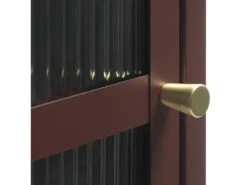 Bjorn - Colonne De Rangement 1 Porte En Verre Strié Et Métal H160cm - Couleur - Bordeaux -Electroménager Soldes meuble de rangement 13393939