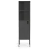 Uno - Colonne De Rangement En Bois 1 Porte 2 Niches H152cm - Couleur - Gris Anthracite -Electroménager Soldes meuble de rangement 13393979