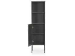 Uno - Colonne De Rangement En Bois 1 Porte 2 Niches H152cm - Couleur - Gris Anthracite -Electroménager Soldes meuble de rangement 13393985