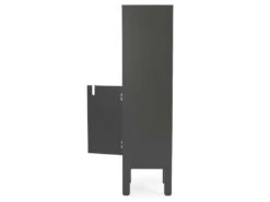 Uno - Colonne De Rangement En Bois 1 Porte 2 Niches H152cm - Couleur - Gris Anthracite -Electroménager Soldes meuble de rangement 13393989