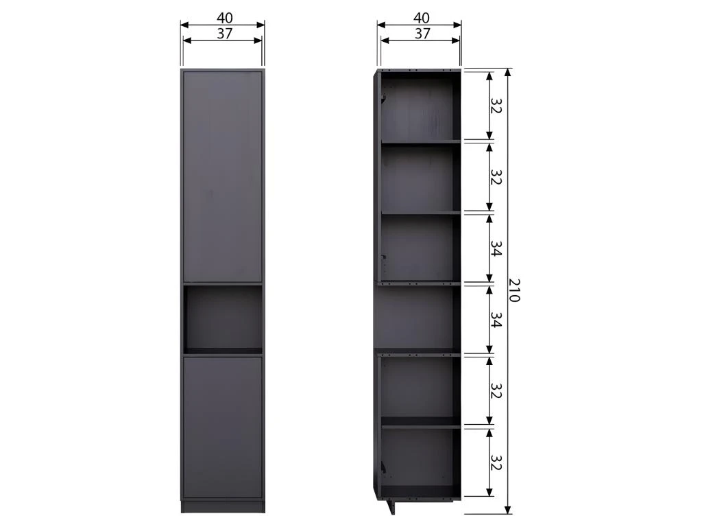 Finca - Colonne De Rangement En Bois Massif De Pin L40cm - Couleur - Noir 10 Finca - Colonne De Rangement En Bois Massif De Pin L40cm - Couleur - Noir – Image 8