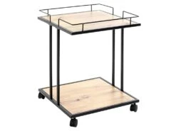 Electroménager Soldes 32 Desserte De Cuisine "Ascola" 60cm Noir & Chêne