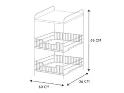 Desserte 2 Étagères & 2 Tiroirs "Métal" 86cm Noir -Electroménager Soldes meuble de rangement 13687029