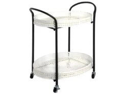 Desserte De Cuisine 2 Niveaux "Cannage" 70cm Noir