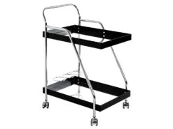 Desserte 2 Niveaux "Porte-Bouteilles" 83cm Noir