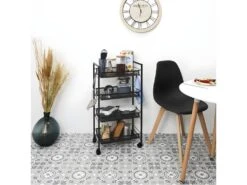 Desserte 4 Niveaux En Métal "Roulettes" 84cm Noir -Electroménager Soldes meuble de rangement 13687429