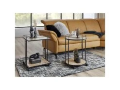 Desserte De Cuisine Ronde "Ascola" 60cm Noir & Chêne -Electroménager Soldes meuble de rangement 13687443