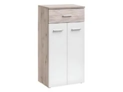 Meuble De Rangement "Gustavo" 110cm Naturel & Blanc